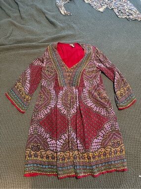 Anthropologie Red Scoop-Neck Dress